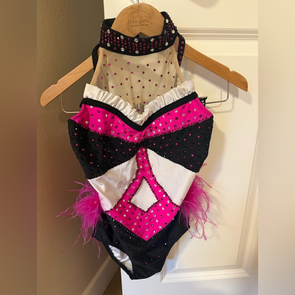 Pink and Black Rhinestone Jazz Leotard